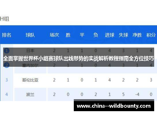 全面掌握世界杯小组赛球队出线形势的实战解析教程指南全方位技巧 全面掌握世界杯小组赛球队出线形势的实战解析教程指南全方位技巧